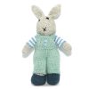 hand knitted boy bunny navy shoes mint dungaree white and blue jersey